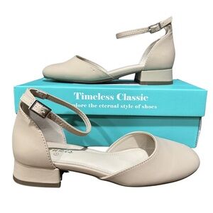 Ankis Girls Ankle Strap Dress Shoes Elegant Low Heels Pumps Wedding Dance Party